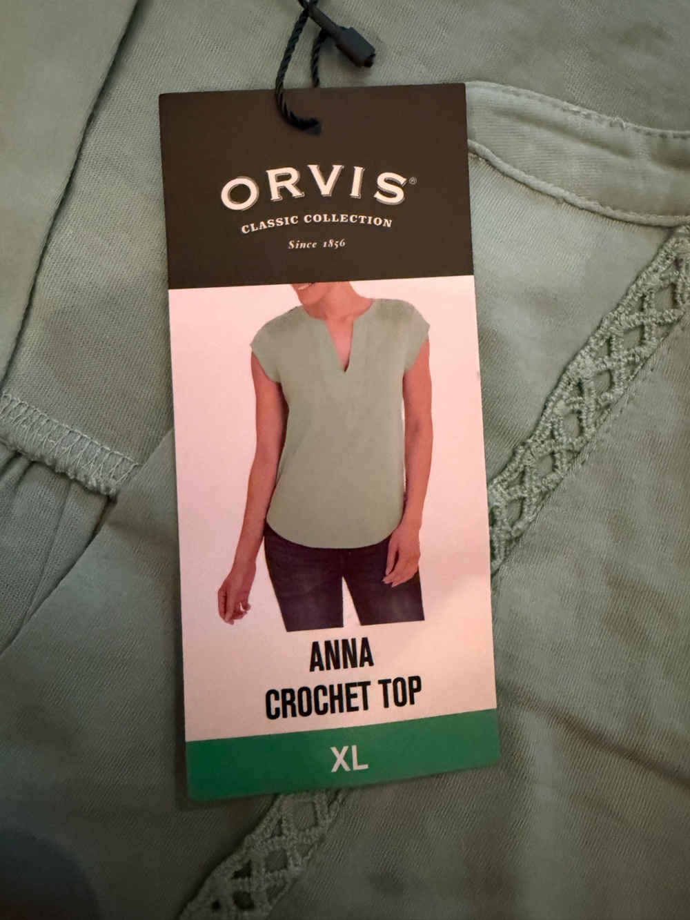 Anna Crochet Top in Sage Green